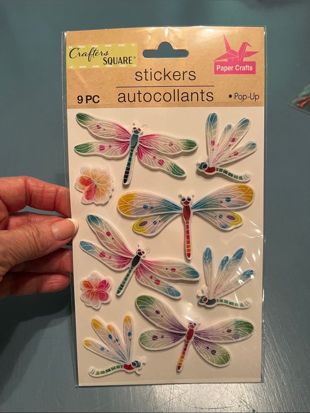Crafters Square Multicolor Dragonfly Pop-Up Stickers NEW 9 stickers total